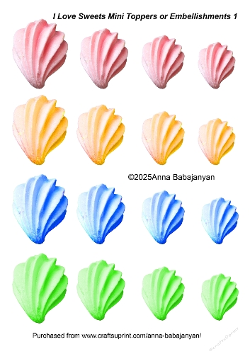 I Love Sweets Mini Toppers or Embellishments 1