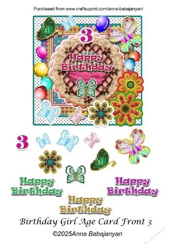 Birthday Girl Age Card Front 3