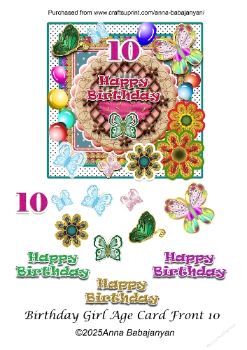 Birthday Girl Age Card Front 10