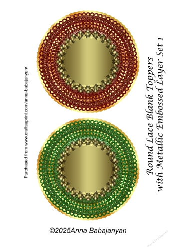 Round Lace Blank Toppers with Metallic Embossed Layer Set 1