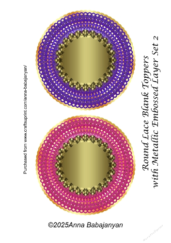 Round Lace Blank Toppers with Metallic Embossed Layer Set 2