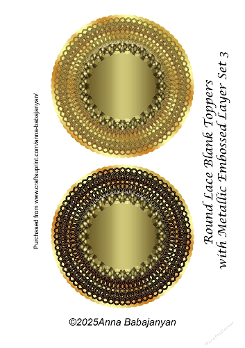 Round Lace Blank Toppers with Metallic Embossed Layer Set 3
