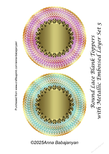 Round Lace Blank Toppers with Metallic Embossed Layer Set 5