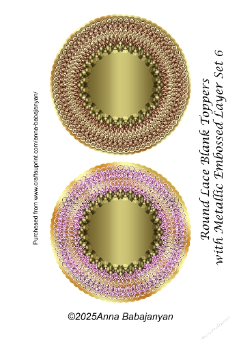 Round Lace Blank Toppers with Metallic Embossed Layer Set 6