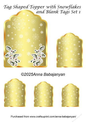 Tag Shaped Topper with Snowflakes and Blank Tags Set 1