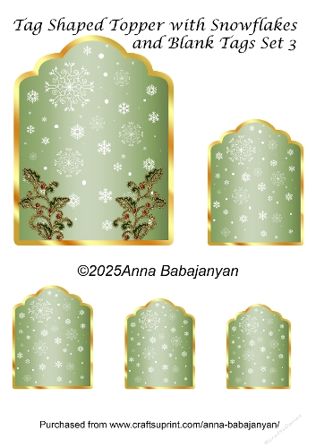 Tag Shaped Topper with Snowflakes and Blank Tags Set 3