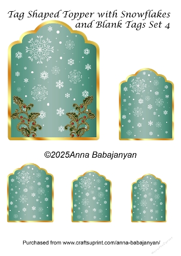 Tag Shaped Topper with Snowflakes and Blank Tags Set 4