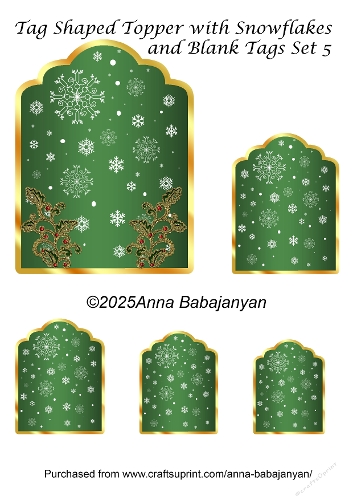 Tag Shaped Topper with Snowflakes and Blank Tags Set 5
