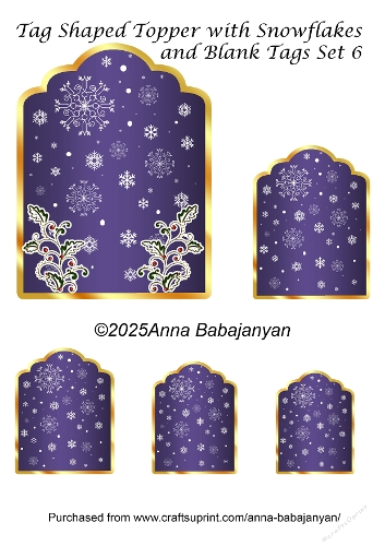 Tag Shaped Topper with Snowflakes and Blank Tags Set 6