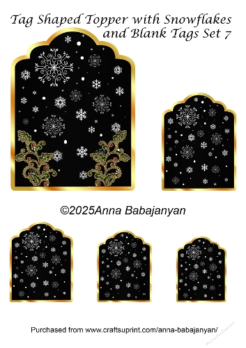 Tag Shaped Topper with Snowflakes and Blank Tags Set 7