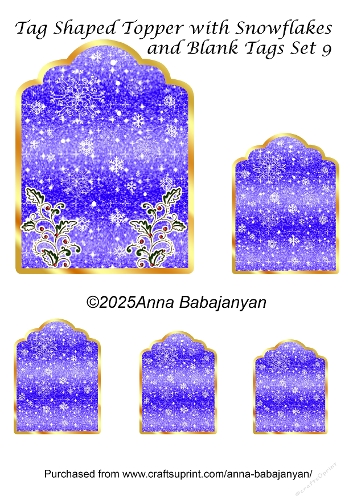 Tag Shaped Topper with Snowflakes and Blank Tags Set 9