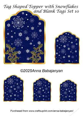 Tag Shaped Topper with Snowflakes and Blank Tags Set 10