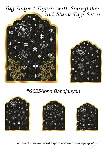 Tag Shaped Topper with Snowflakes and Blank Tags Set 11