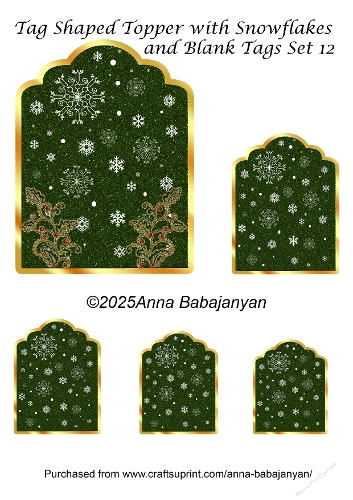 Tag Shaped Topper with Snowflakes and Blank Tags Set 12