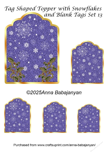 Tag Shaped Topper with Snowflakes and Blank Tags Set 13