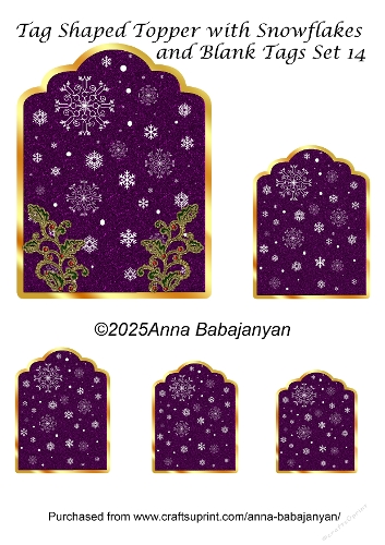 Tag Shaped Topper with Snowflakes and Blank Tags Set 14