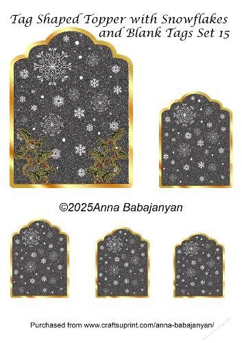 Tag Shaped Topper with Snowflakes and Blank Tags Set 15