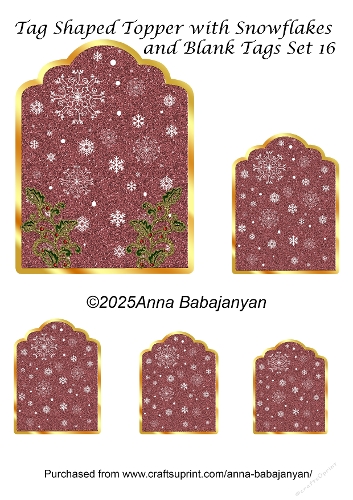 Tag Shaped Topper with Snowflakes and Blank Tags Set 16