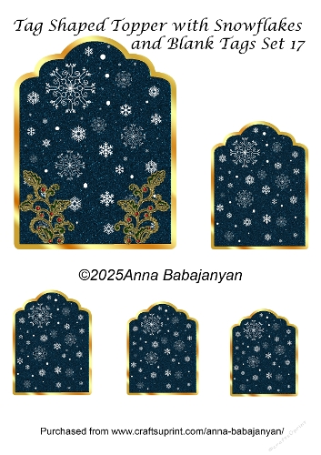 Tag Shaped Topper with Snowflakes and Blank Tags Set 17