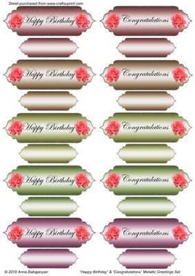Happy Birthday & Congratulations Metallic Greetings Set
