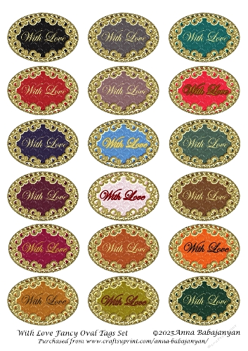 With Love Fancy Oval Tags Set