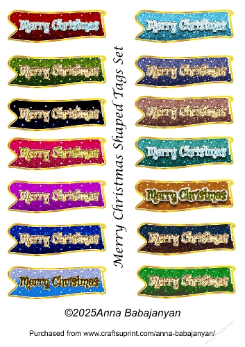 Merry Christmas Shaped Tags Set