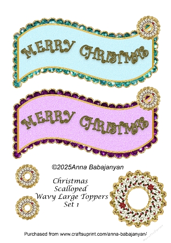 Christmas Scalloped Wavy Large Toppers Set 1