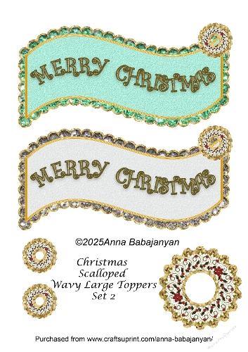 Christmas Scalloped Wavy Large Toppers Set 2