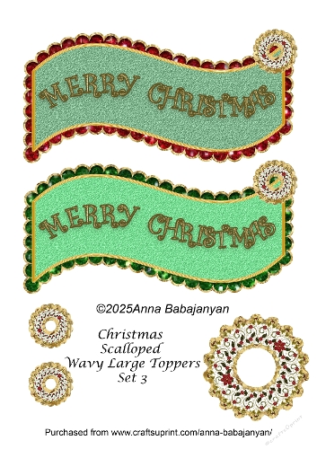 Christmas Scalloped Wavy Large Toppers Set 3