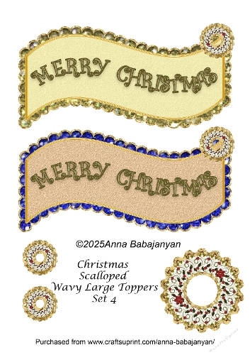 Christmas Scalloped Wavy Large Toppers Set 4