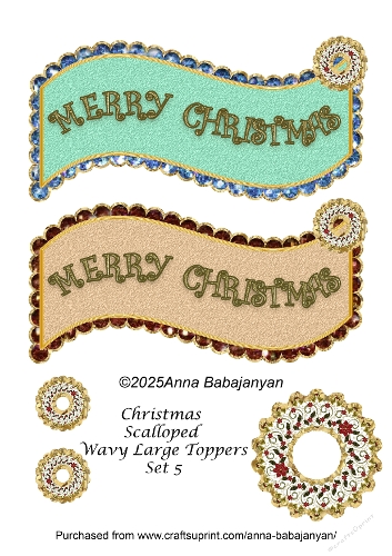 Christmas Scalloped Wavy Large Toppers Set 5
