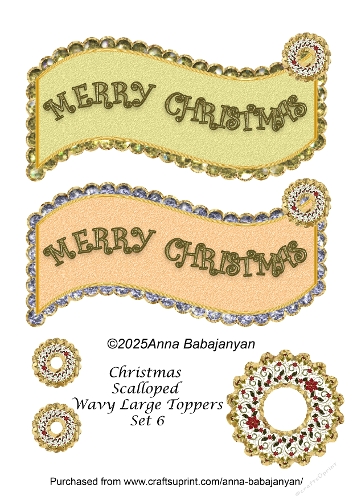 Christmas Scalloped Wavy Large Toppers Set 6