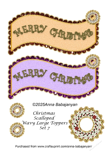 Christmas Scalloped Wavy Large Toppers Set 7