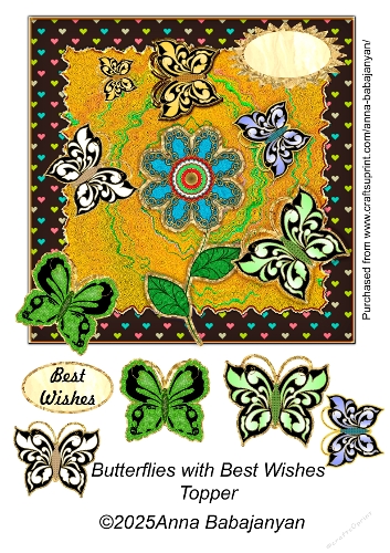 Butterflies with Best Wishes Topper