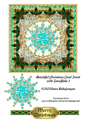 Beautiful Christmas Card Front with Snowflake 3
