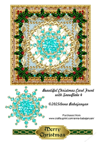 Beautiful Christmas Card Front with Snowflake 4
