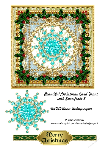Beautiful Christmas Card Front with Snowflake 5