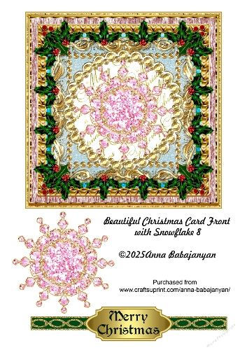 Beautiful Christmas Card Front with Snowflake 8