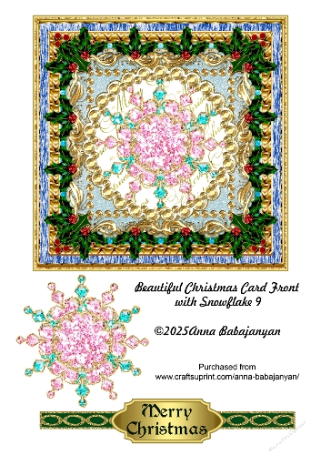 Beautiful Christmas Card Front with Snowflake 9