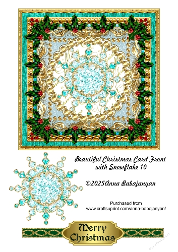 Beautiful Christmas Card Front with Snowflake 10