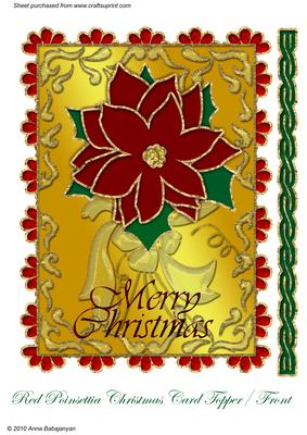 Red Poinsettia Christmas Card Front/ Topper
