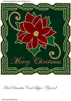 Red Poinsettia Card Topper (green)