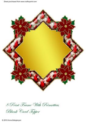 8 Point Frame with Poinsettias Blank Card Topper