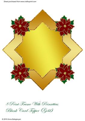 8 Point Frame with Poinsettias Blank Card Topper (gold)