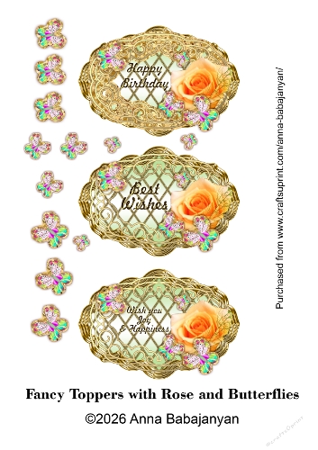 Fancy Toppers with Rose and Butterflies