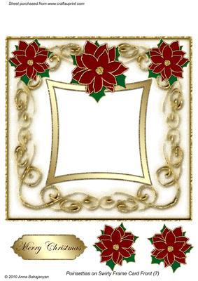 Poinsettia on Swirly Frame Card Front 7