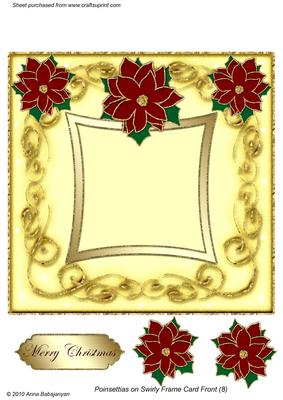 Poinsettia on Swirly Frame Card Front 8