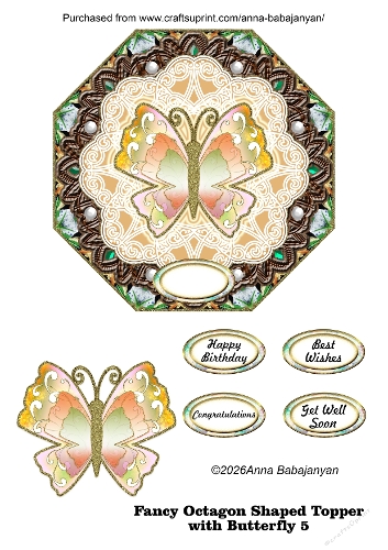 Fancy Octagon Shaped Topper with Butterfly 5