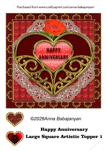 Happy Anniversary Large Square Artistic Topper 1