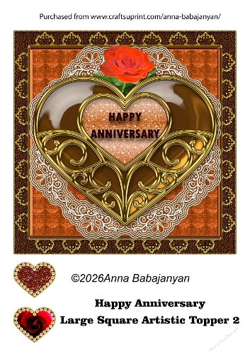 Happy Anniversary Large Square Artistic Topper 2